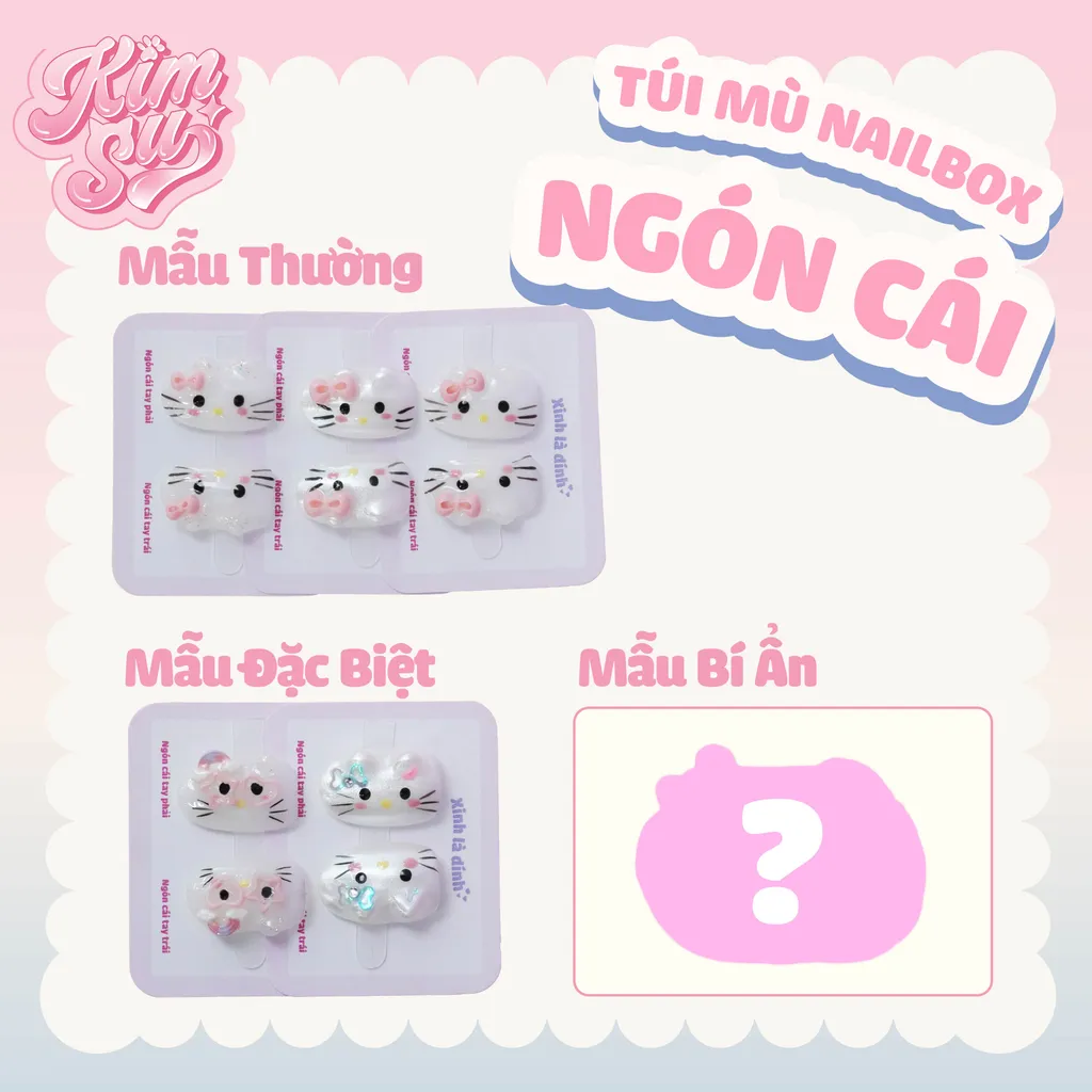 Túi mù Nailbox (02) Ngón cái- BST Hello Kitty gel nổi siêu xinh