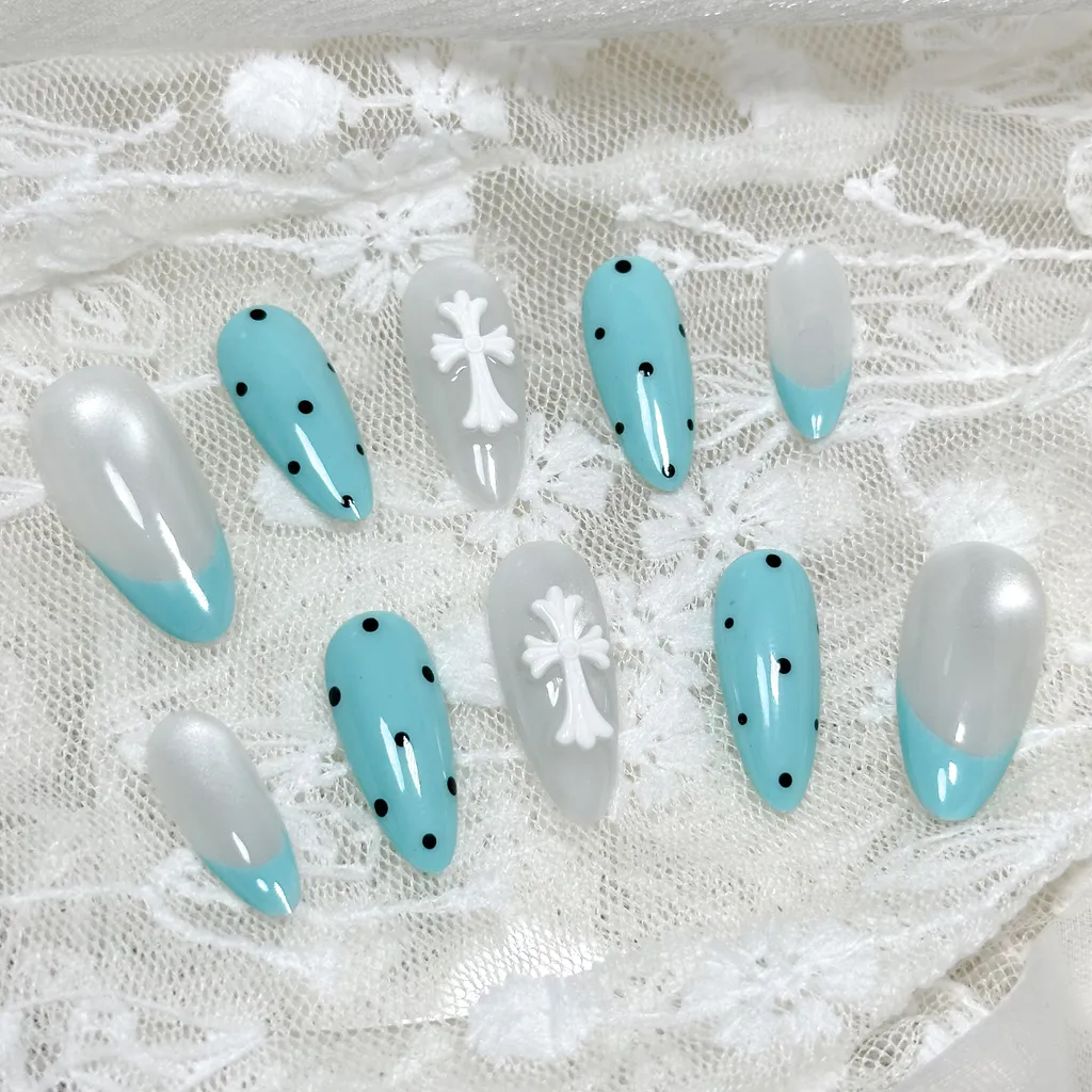 [M270] Nailbox Mắt Mèo Mix Màu Tiffany Blue Chấm Bi
