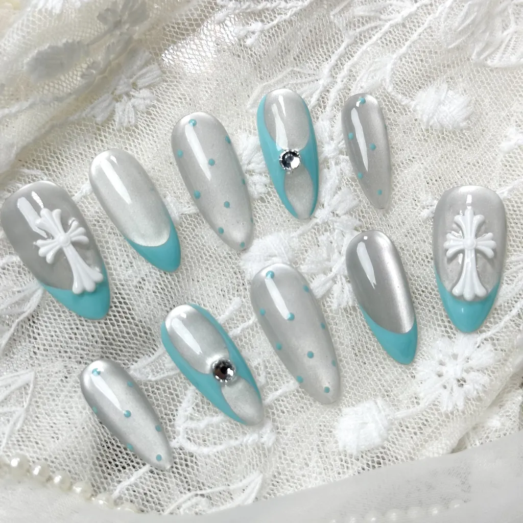 [M271] Nailbox Màu Tiffany Blue French Đầu Móng Siêu Xinh