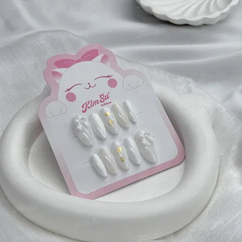 [M054] Nailbox trắng nhũ kim tiểu thư