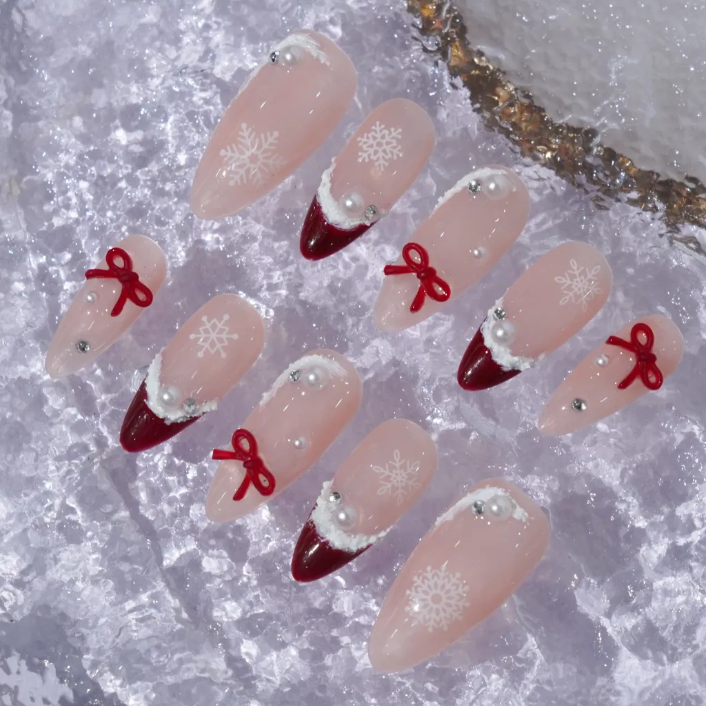 [M238] Nailbox thạch nude french đầu móng đáng yêu (BST Giáng Sinh)