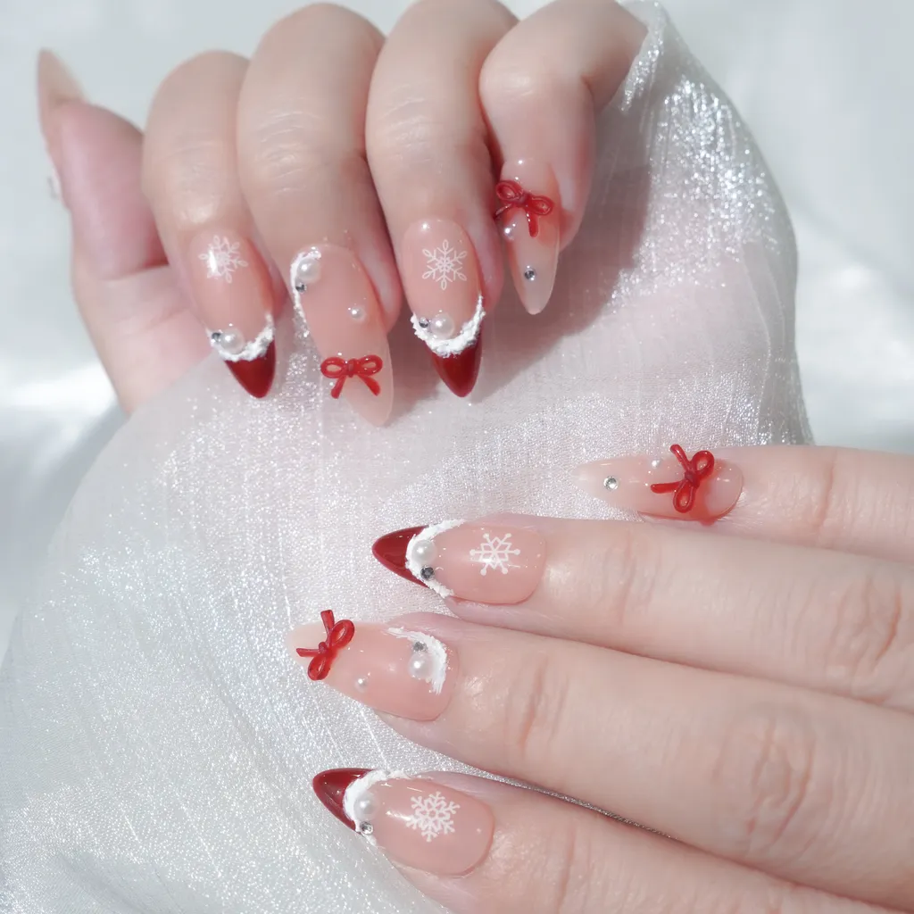 [M238] Nailbox thạch nude french đầu móng đáng yêu (BST Giáng Sinh)