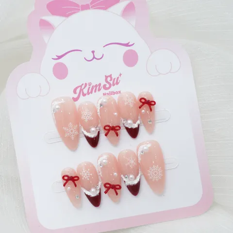 [M238] Nailbox thạch nude french đầu móng đáng yêu (BST Giáng Sinh)