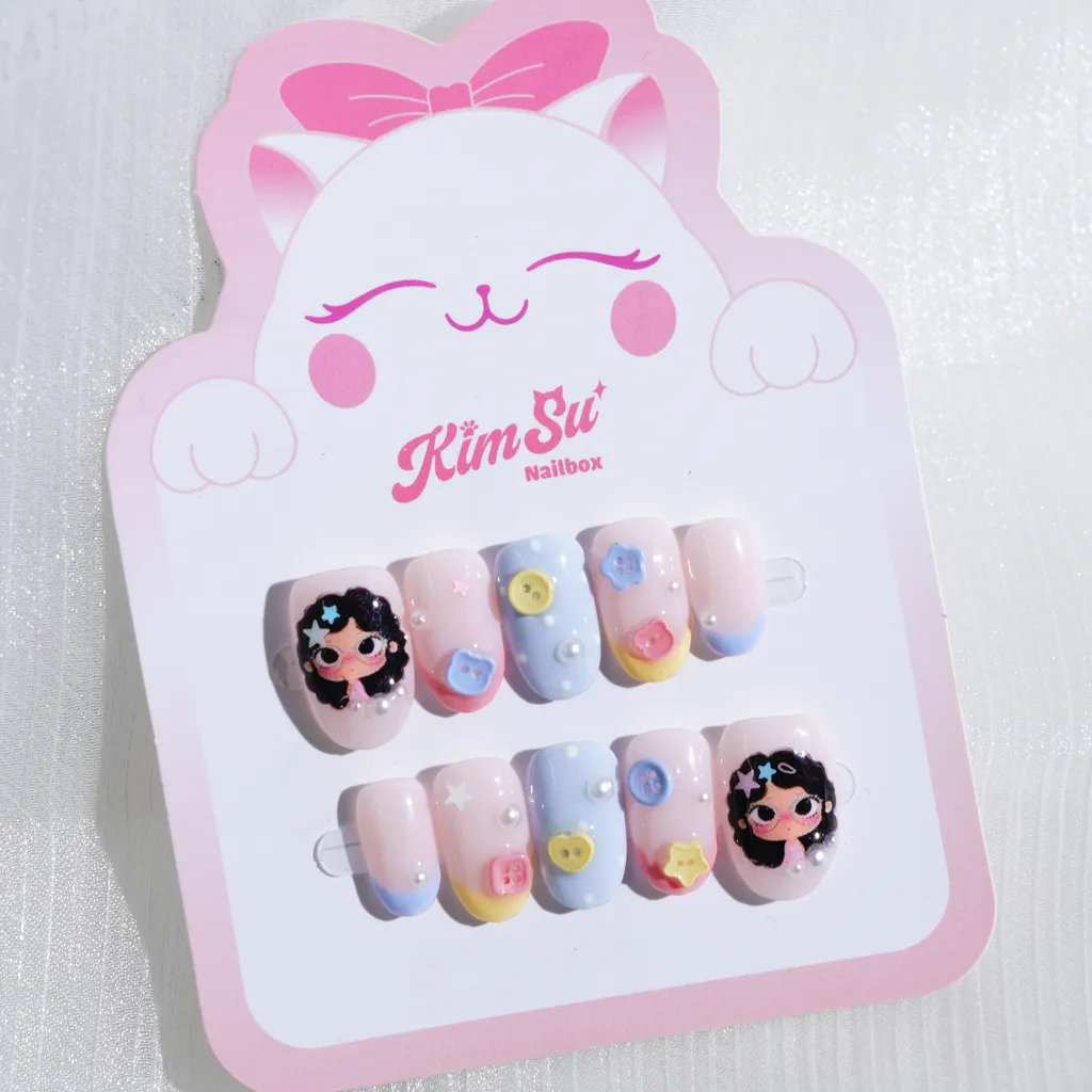 [M276] Nailbox họa tiết khuy áo YuYu dễ thương