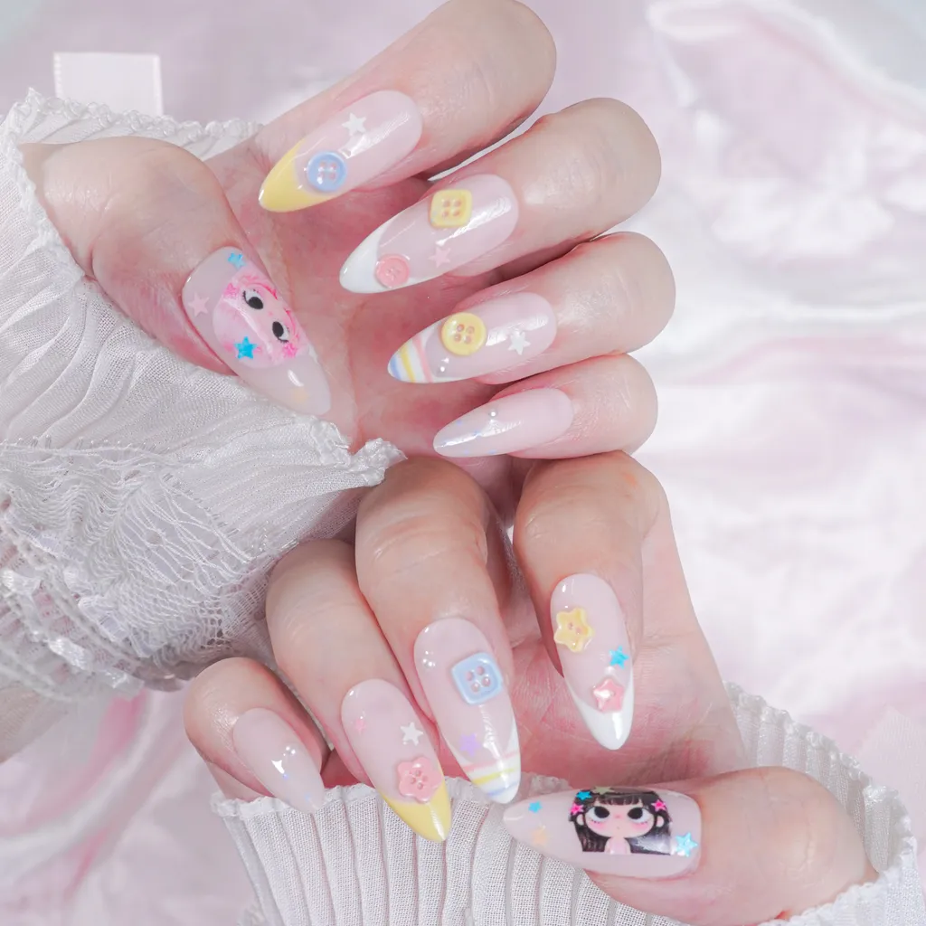 [M275] KimSu Nailbox họa tiết khuy áo YuYu xinh yêu