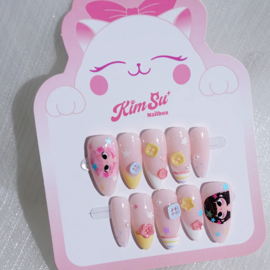 [M275] KimSu Nailbox họa tiết khuy áo YuYu xinh yêu