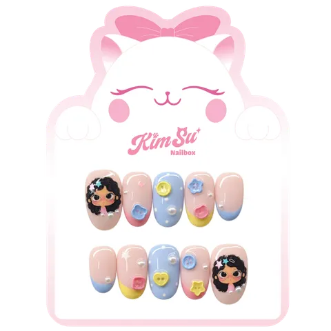 [M276] Nailbox họa tiết khuy áo YuYu dễ thương