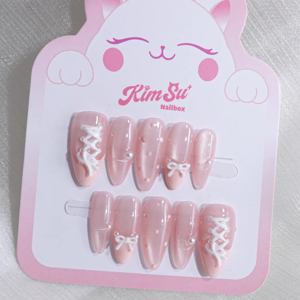 [M277] Nailbox mắt mèo họa tiết dây hài dễ thương