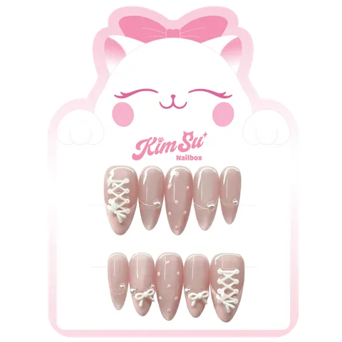 [M277] Nailbox mắt mèo họa tiết dây hài dễ thương