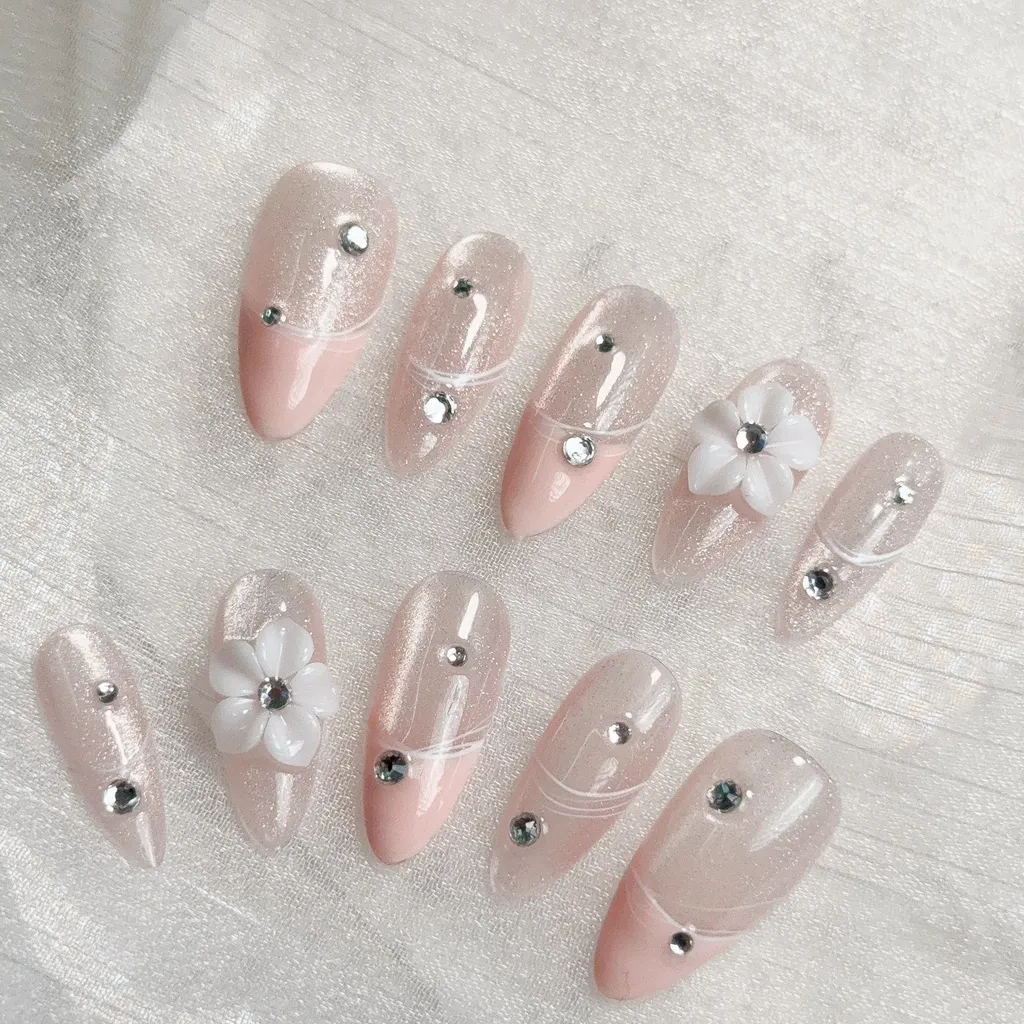 [M279] Nailbox mắt mèo hoa nổi dịu dàng