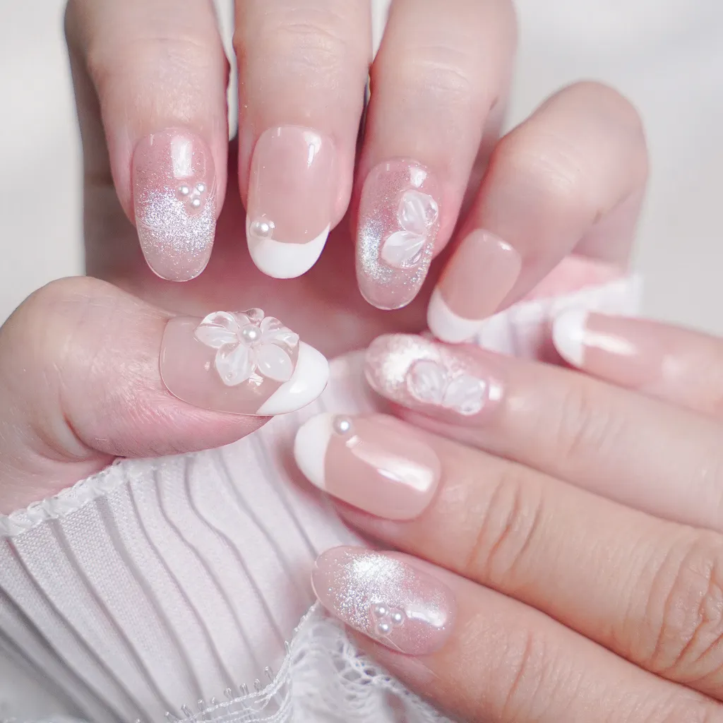 [M282] Nailbox thạch cam mắt mèo hoa nổi dễ thương