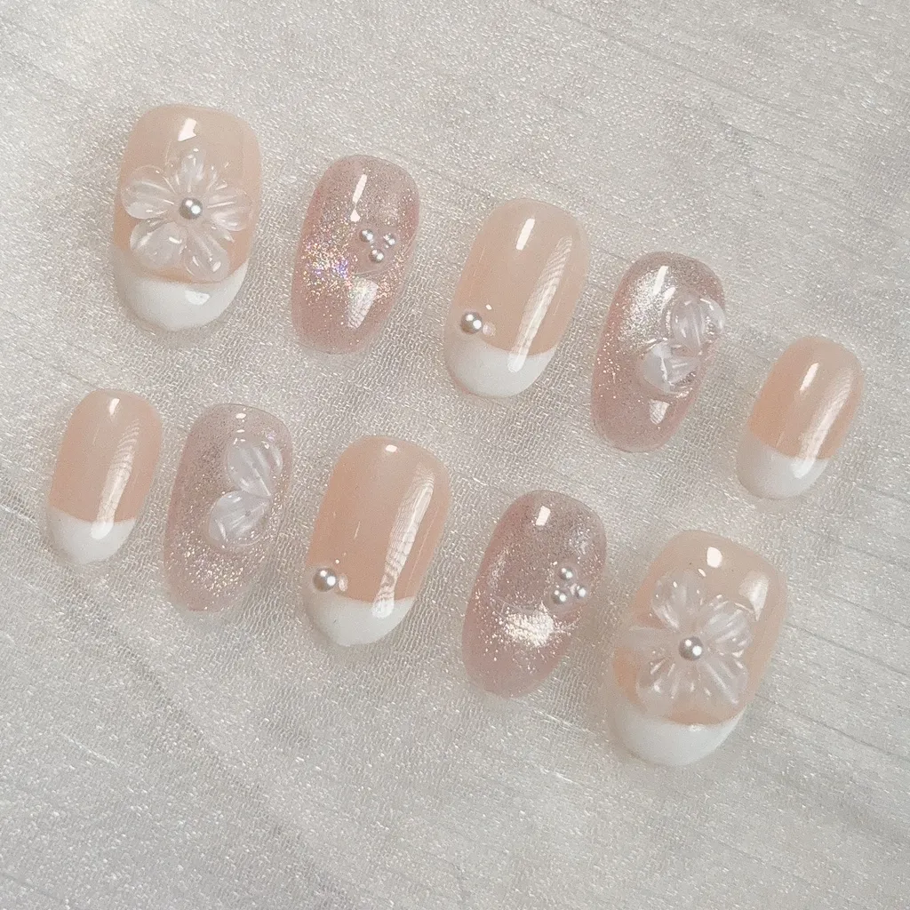 [M282] Nailbox thạch cam mắt mèo hoa nổi dễ thương